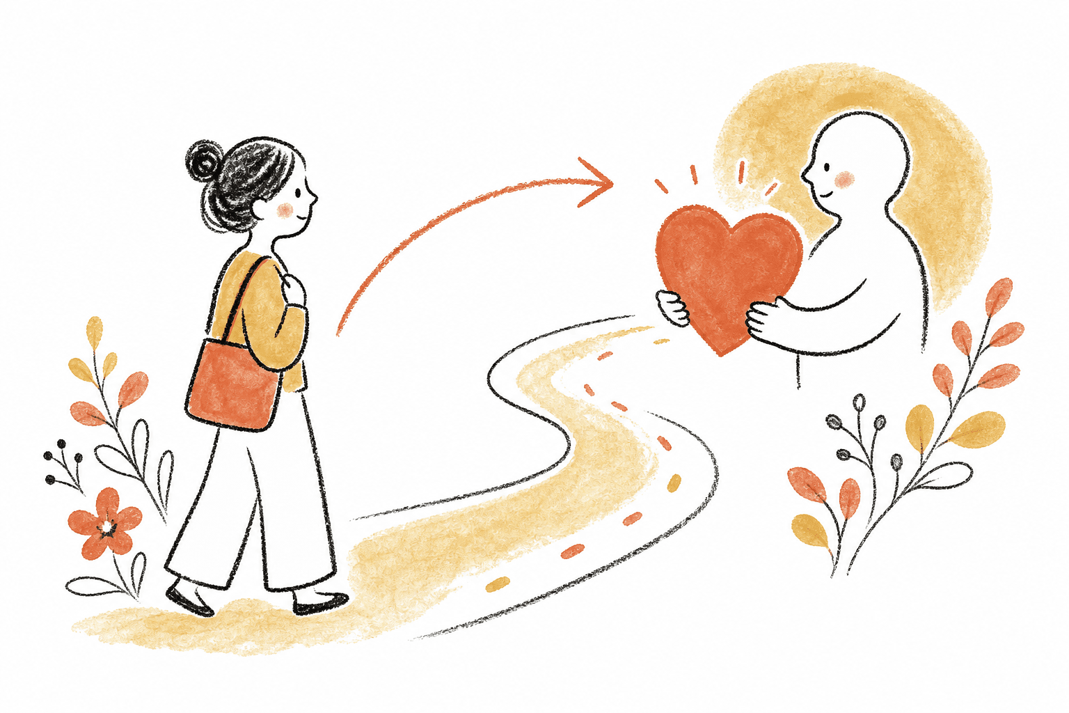 届けたい人へメッセージをつなぐ設計のイラスト