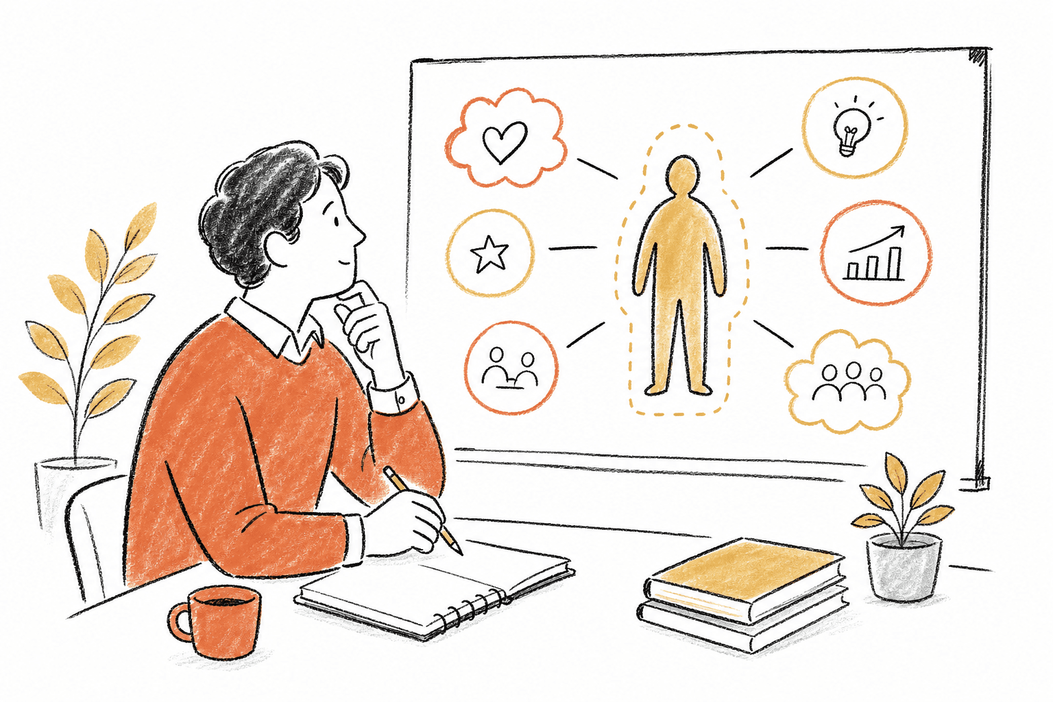 採りたい人物像を考え、言葉にするイラスト
