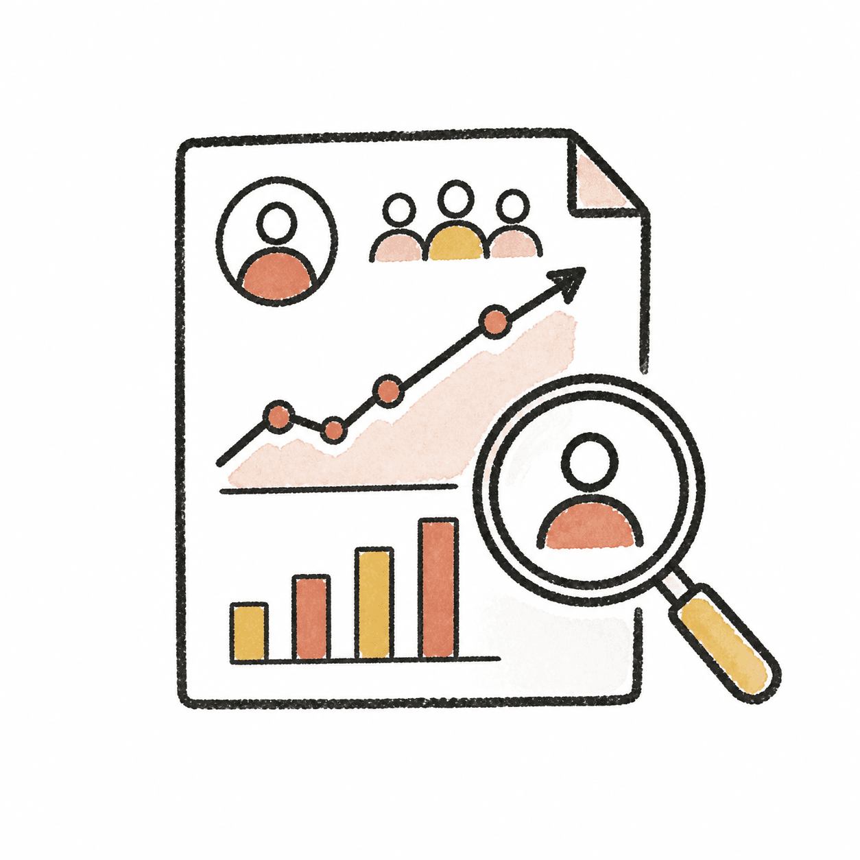採用数字を分析するレポートのイラスト